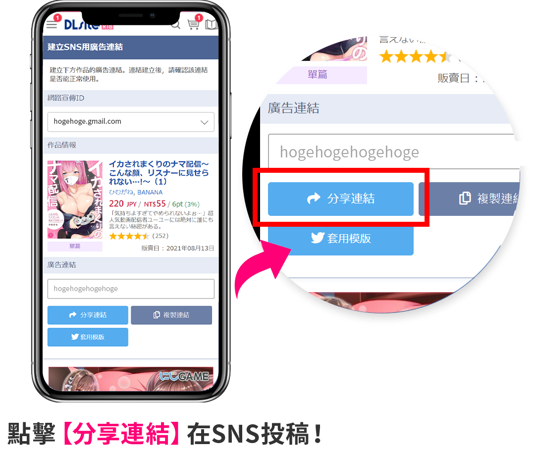 點擊「分享連結」，立即投稿至SNS！